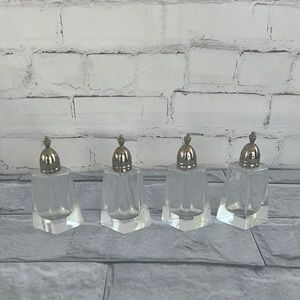 Sterling silver glass salt & pepper shakers set of 4